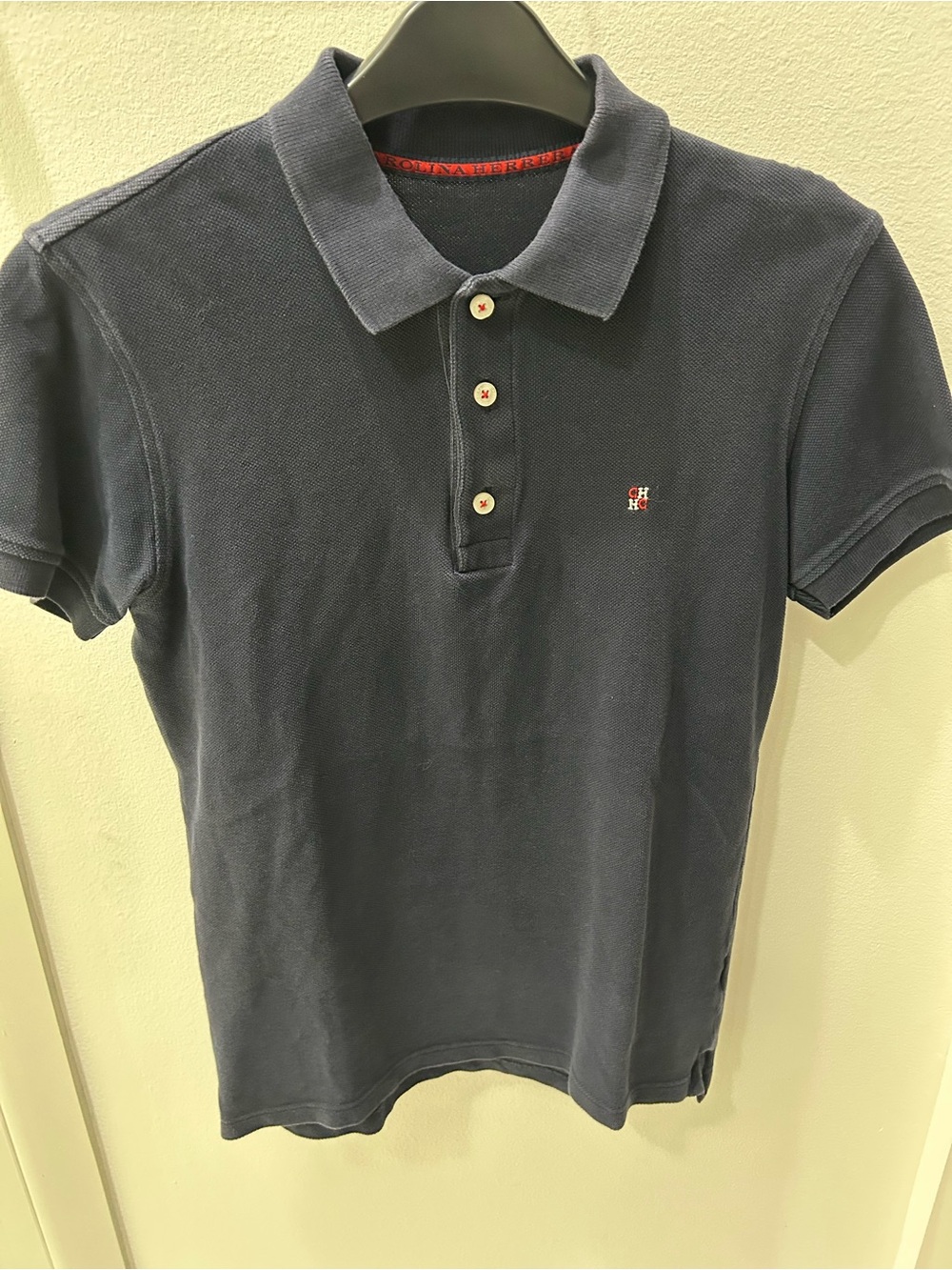 Carolina Herrera Navy Polo with Red Accent